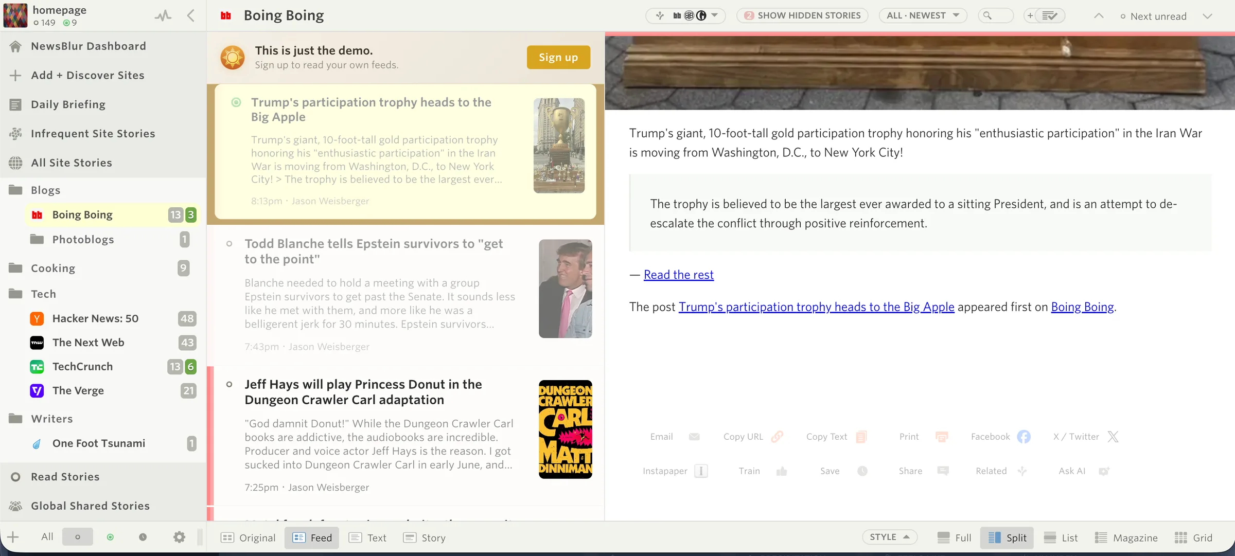 NewsBlur screenshot